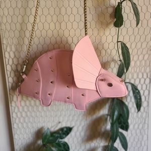 pink dinosaur triceratops crossbody purse